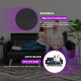 TYBOATLE Faux Leather Convertible 65'' Folding Futon Sofa Bed w/ 2 USB, Loveseat for Small Space, Apartment, Dorm, Living Room, Office, Black TYBOATLE