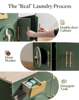 ROBUD Kids Play Kitchen - Wooden Multi-Function Washing Machine for Kids Kitchen Playset - Pretend Toddlers' Kitchen Toy Washer with Accessories - Perfect Baby Gift for Ages 3-8 ROBUD