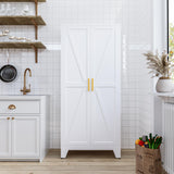 COFaR 5 Tier Metal Farmhouse Storage Cabinet with 2 Barn Door, 4 Adjustable Shelves and Legs, for Kitchen, Dining Room, Bathroom, Living Room, Office COFaR