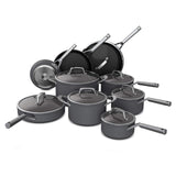 Ninja Cookware, Ninja NeverStick Premium, 16-Piece Pots and Pans Set, Non Stick Frying Pans, Kitchen Essentials, Stock Pot, Sauce Pan, Glass Lids, Saute Pan, All Stovetops, Black, C39900 Ninja
