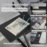 Roockky Drafting Table, 0-75° Tilting Glass Tabletop Drawing Table with Stool - Adjustable Height Art Desk with Multi-Storage for Sketching and Painting - Perfect for Artists and Hobbyists, Black Roockky