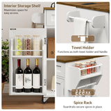 RALGEND Kitchen Island with Power Outlets & Drop Leaf, Kitchen Cart with Storage, Drawer and Spice Rack, Tower Rack, Island Table, White and Walnut RALGEND