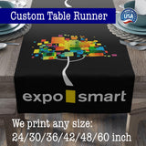 Custom Table Runner with Business Logo, Ships Next Day Made in USA - 24" x 60" Thick Premium Polyester hem sewn all side, Vivid color sublimation print, Trade Show Quality, wrinkle-free (24x60) Exposmart
