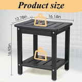 Apolimi Shower Chair,HDPE Shower Bench for Inside Shower to Sit On It, Shower Stool with Storage Shelf 2-Tier Spa Stool for Elderly,Water Resistant & Non-Slip Design Shower Seat Bench (Black S Size) Apolimi