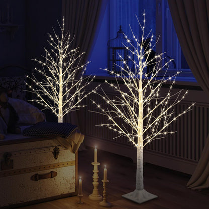 IJG 2pack 4FT 240 LED Christmas Birch Tree Warm White Lights with Twinkle Lights, LED Lighted Birch Tree for Indoor Outdoor Christmas Tree Decorations