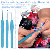 Coopay Crochet Set for Beginners - Ergonomic Soft Grip Metal Crochet Hooks (2mm-6mm) & 19PCS Needles Set with Stitch Markers - Perfect for Arthritic Hands Coopay
