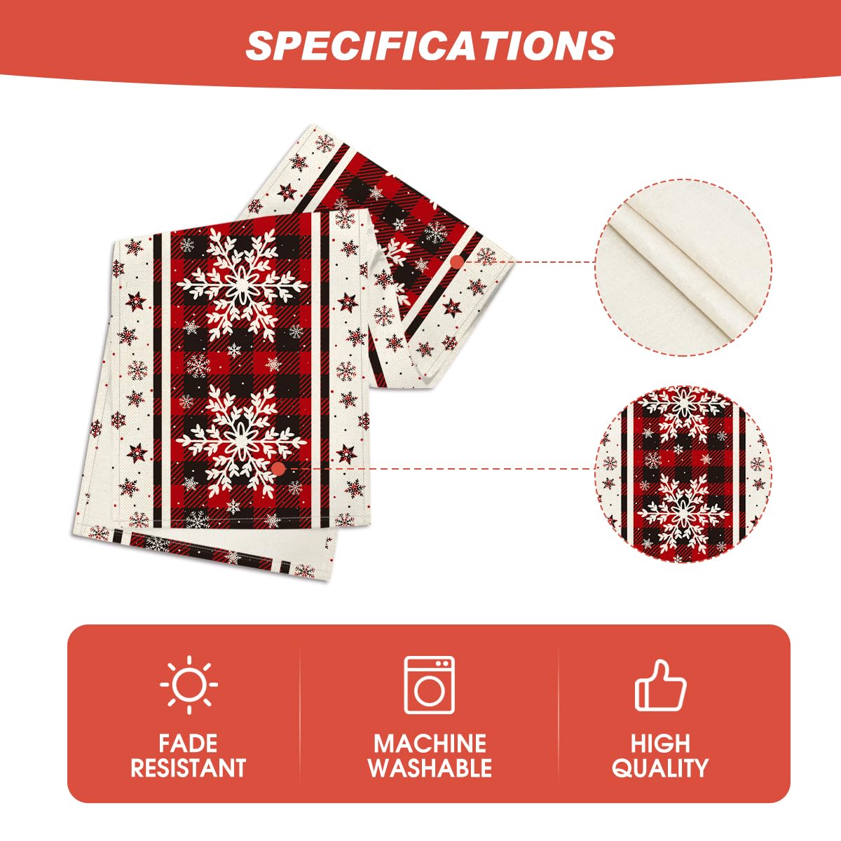 Artoid Mode Buffalo Plaid Snowflakes Christmas Table Runner, Seasonal Winter Kitchen Dining Table Decoration for Home Party Decor 13x72 Inch Artoid Mode