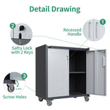 VIYET Metal Tool Cabinet,Garage Storage Cabinet System,Wall Cabinet & Locking Rolling Tool Cabinet with Doors and Adjustable Shelves,Steel Tool Cabinets for Home (10 Pcs-StyleA, Black & Grey) VIYET