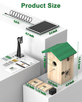 Smart Bird House Camera Solar Powered, 2K HD Wi-Fi Bird Watching Camera for Birdhouse, Auto Detect & Notify, Night Vision, APP Control, Wooden Birdhouse with Camera Inside KinetCam
