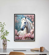 SKRYUIE Paint by Numbers Kit for Adults Beginner Horses, Acrylic Cherry Blossom Oil Painting by Numbers Kits with PaintBrushes Paintwork Art Crafts Canvas for Home Decor 16x20 inch SKRYUIE