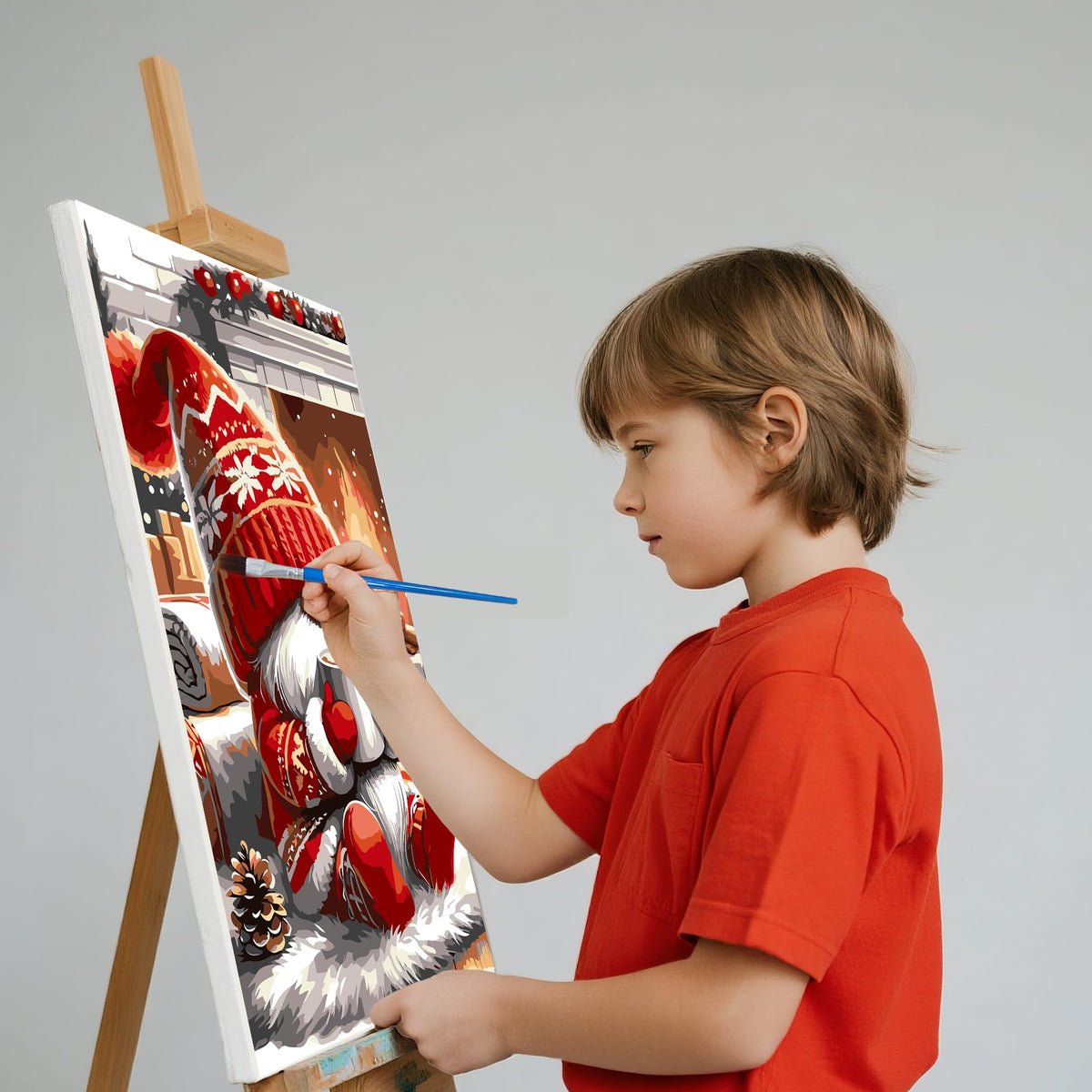 ossomo Paint by Numbers Kit for Adults Beginners with Wooden Frame,Christmas Gnome Paint by Number on Canvas,DIY Painting Kits Art Crafts Suitable for Home Wall Decoration 8x12inch ossomo