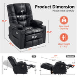 MCombo Large Triple Motor Power Lift Recliner Chair with Massage and Dual Heating, Adjustable Headrest for Tall Elderly People, Faux Leather 7634 (Black, Large) MCombo