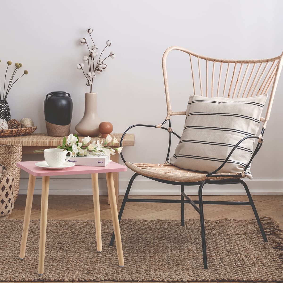 FORAOFUR Side Table, Small End Table Accent Table Living Room Bedroom Balcony Office, Modern Side Table Bedside Table Home Decor, Easy Assembly FORAOFUR