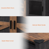 WAMPAT TV Stand Set with Charging Station and Drawers,85 inch Farmhouse Entertainment Center with Sliding Barn Door,Media TV Console with Storage Shelf for Living Room Bedroom，Dark Walnut and Black WAMPAT