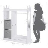 UTEX Kids Play Armoire with Mirror, Storage Bins and Closet for Dress Up and Costumes (White) UTEX