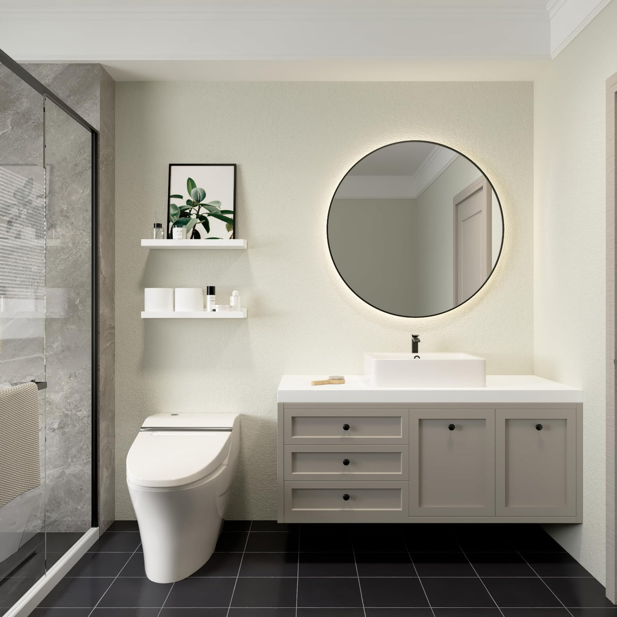 Boswillon Floating Shelves Wall Mounted Set of 2, Modern White Shelves for Bedroom, Nursery Shelves with Lip, Display Picture Ledge Shelf for Wall Decor Living Room Bathroom Kitchen - White Boswillon