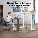KORGOL Electric Standing Desk 55 x 24 Inches Adjustable Height Sit Stand Up Desk for Home Office Computer Workstation with 2 USB Ports 3 AC Power Outlets Memory Preset and Wheels, White KORGOL