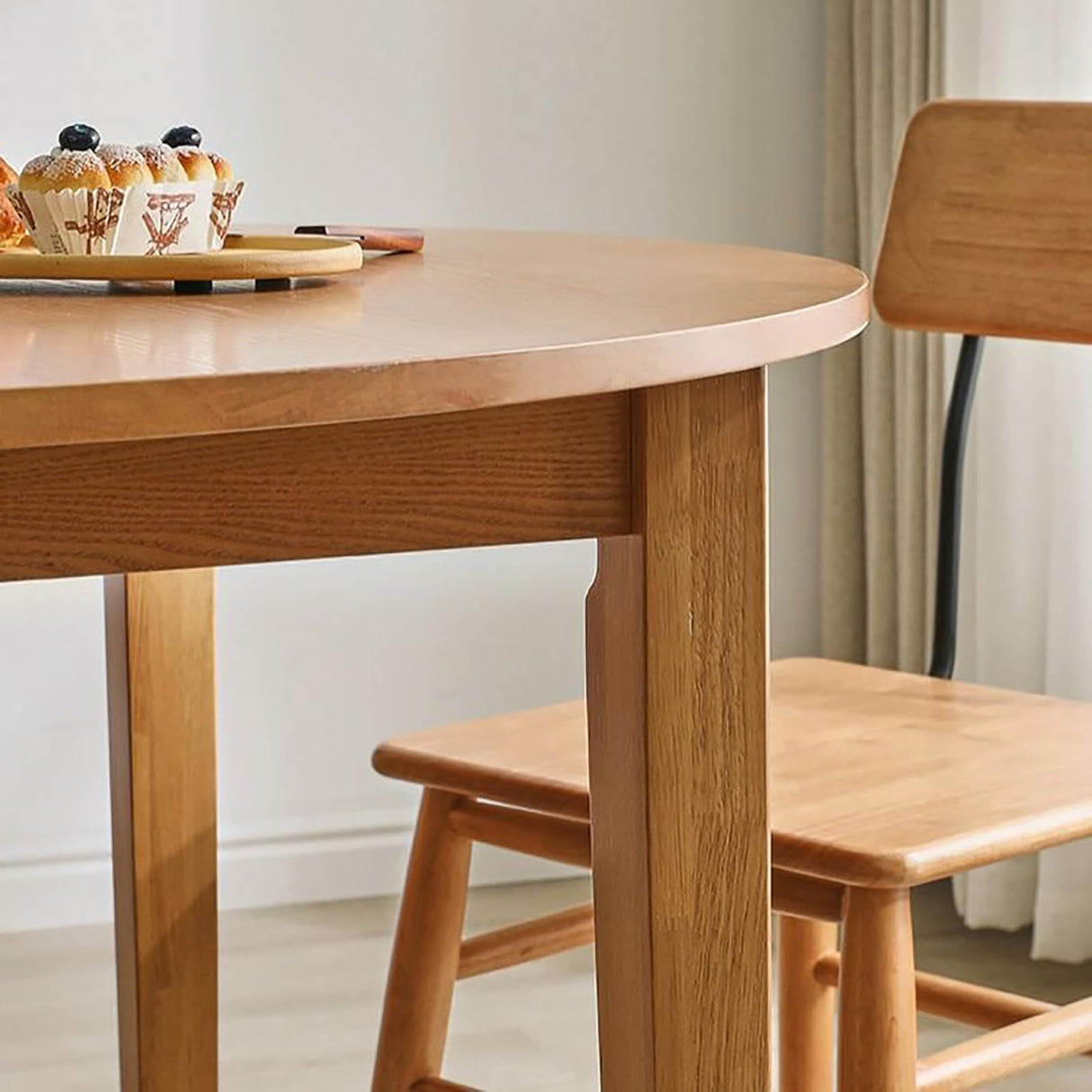 Lebolna Rubber Wood Dining Table,Creative Expandable,Round to Oval Dining Table for 2,4,6,8,10,Mid-Century Modern Solid Wood Kitchen Dining Room Table,Without Chairs(35.4"-51.1", Walnut) Lebolna