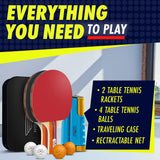NIBIRU SPORT Professional Ping Pong Paddle Set (2-Player) - Table Tennis Paddles Set of 2 with Retractable Net, 4 Balls, and Carry Bag/Storage Case - Table Tennis Equipment & Ping Pong Accessories NIBIRU SPORT