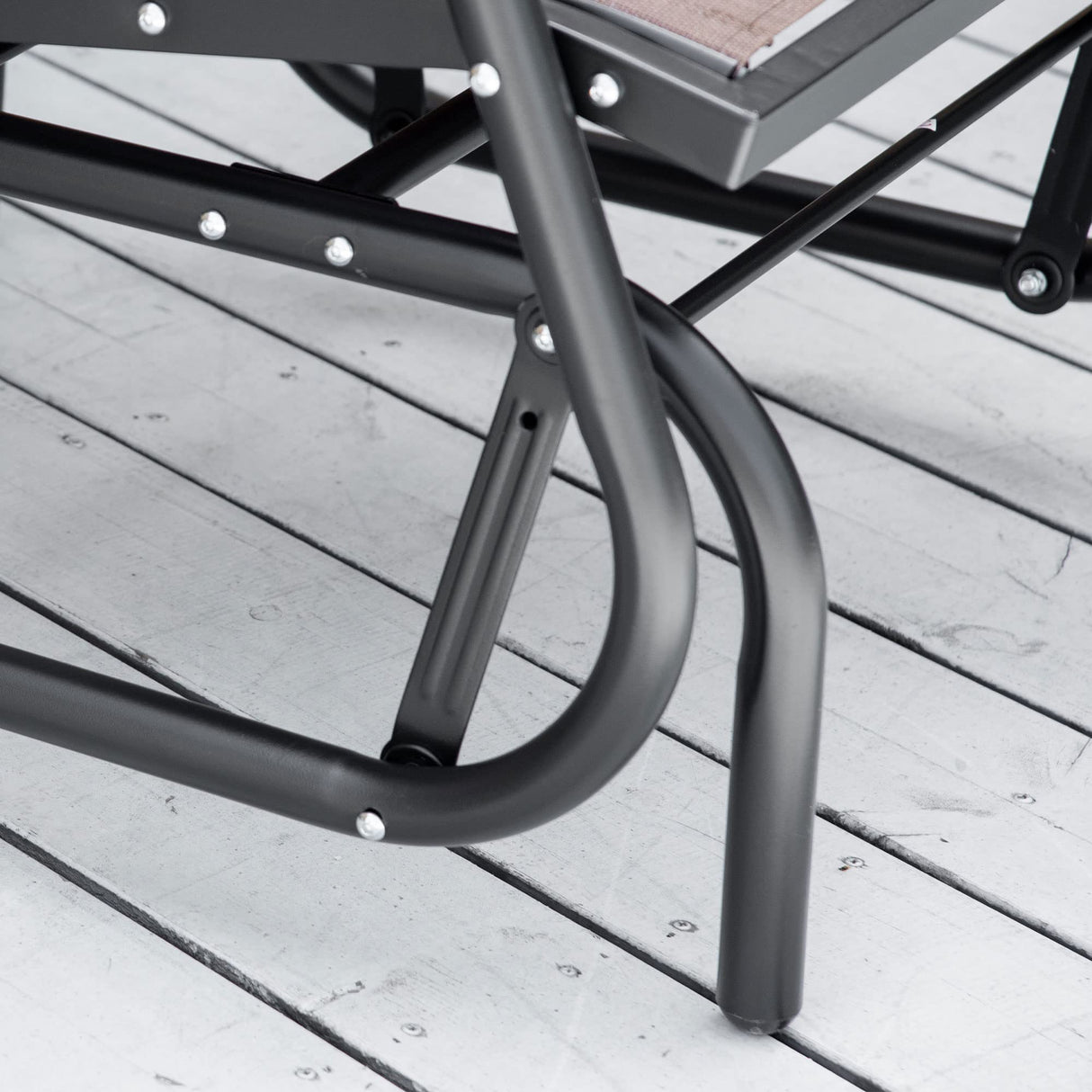 Outsunny Porch Glider, Metal Frame Swing Glider Chair with Breathable Mesh Fabric, Curved Armrests and Steel Frame for Garden, Poolside, Backyard, Balcony, Brown Outsunny