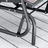 Outsunny Porch Glider, Metal Frame Swing Glider Chair with Breathable Mesh Fabric, Curved Armrests and Steel Frame for Garden, Poolside, Backyard, Balcony, Brown Outsunny