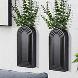 Dnnnii 2 Pack Wooden Wall Vase Set - Black Finish Modern Farmhouse & Boho Wall Decor for Entryway, Hallway, Bathroom, Living Room, Dining Room, Narrow Spaces Dnnnii