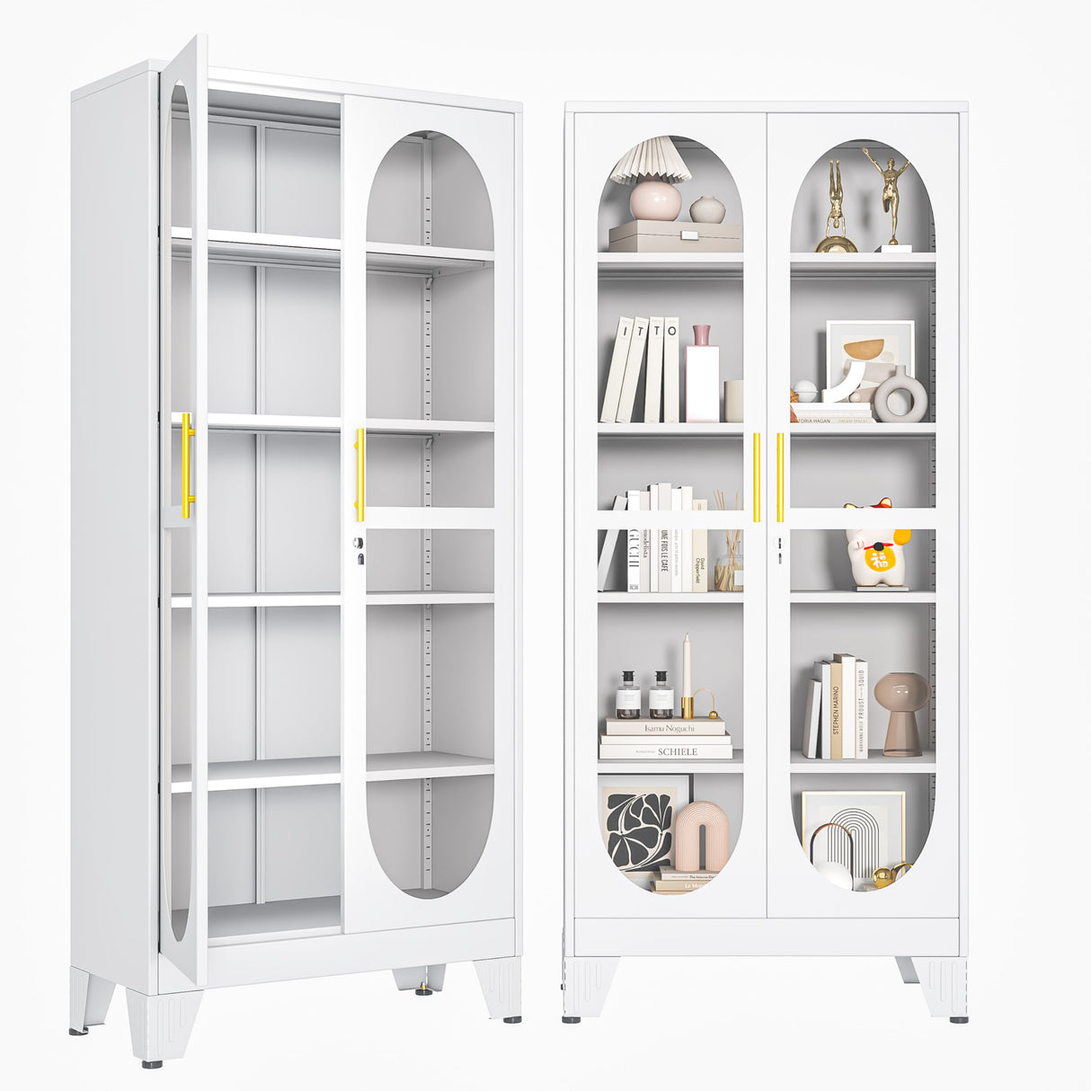 baoliwo Display Cabinet with Glass Door, 71" Tall Storage Cabinet with Adjustable Shelves, Metal Curio Cabinet Multi-Purpose Display Case for Collectibles Bedroom Living Room Office baoliwo