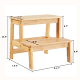 Bamboo Step Stools for Adults Kids, 2 Step Stool for Kichen/Bathroom/Bedside Step Stool - Holds up to 350Lb (Natural) Kovhzcu
