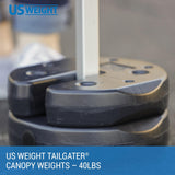 US Weight 40 Pound Canopy Weight Set of 4 and Carry Strap with No-Pinch Design - Easy Installation and Removal to Secure Tents, Canopies, and Umbrellas at Outdoor Events US Weight