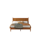 MUSEHOMEINC Wooden Full Size Bed Frame with Natural Rattan Headboard Bohemian Mid Century Modern Style Solid Wood Slat Support Full Platform Bed No Box Spring Needed - Easy Assembly (Full) MUSEHOMEINC
