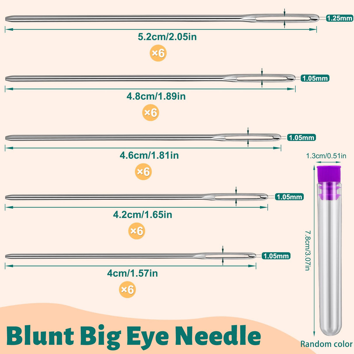 Bupete Large Eye Blunt Needles, 5 Sizes Sewing Needles, Metal Yarn Needles, Embroidery Needles for Hand Sewing for Knitting Sewing Crochet Bupete
