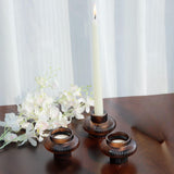 VOHO Brown Candlestick Holders Set of 6, Old Fashioned Candle Sticks Holder Decor for Daily Room/Halloween/Thanksgiving Party, Double Side Taper Candle Holders for Candlesticks/Tealight Candles(Brown) VOHO