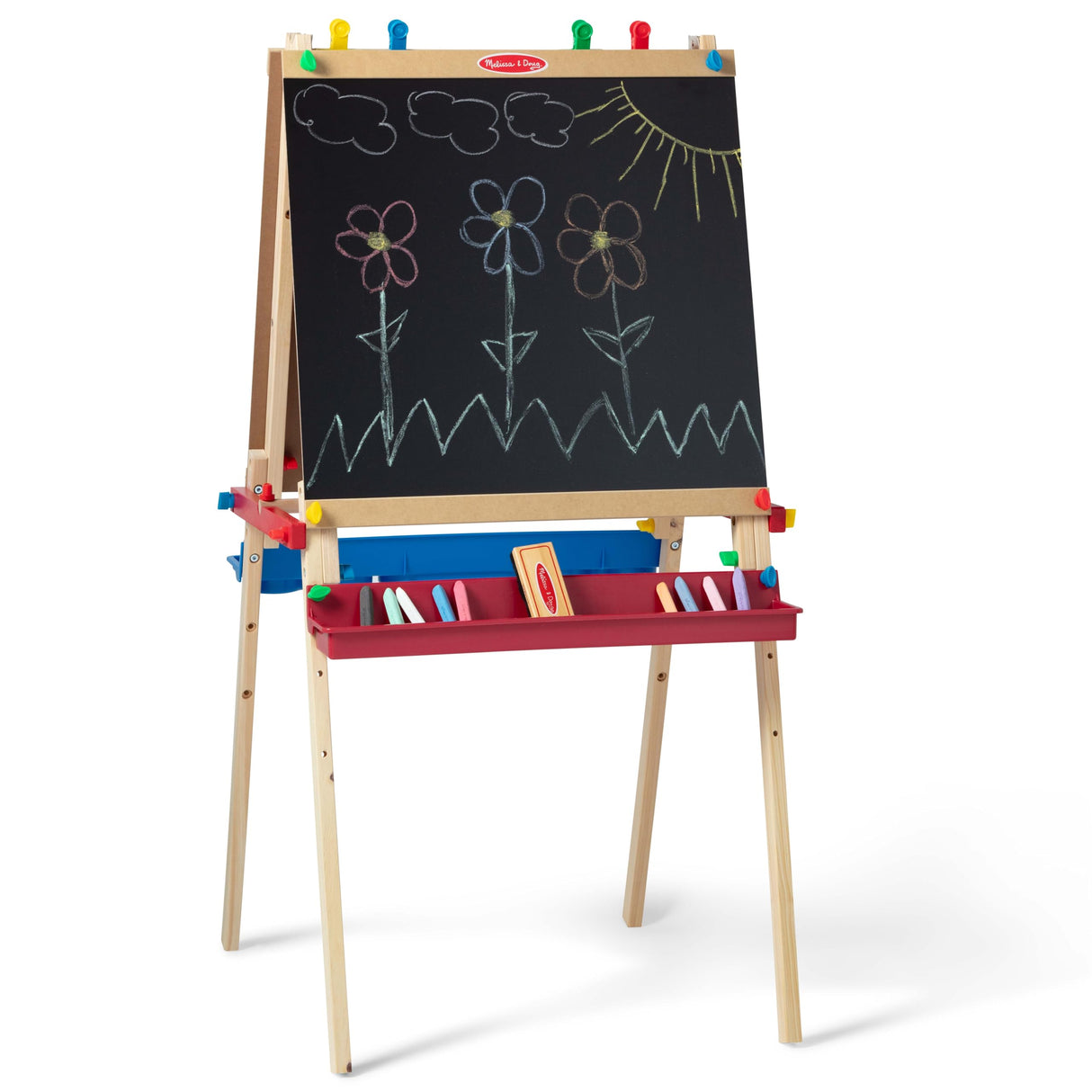 Melissa & Doug Deluxe Standing Art Easel - Dry-Erase Board, Chalkboard, Paper Roller - FSC Certified Melissa & Doug