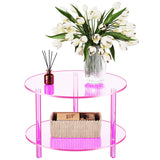 solaround Acrylic Coffee Table, Small Round Modern Coffee Table for Living Room, Pink solaround