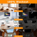 Blackout Blinds 138" x 57", 100% Blackout Curtains for Window, 420D No Drill Portable Black Out Shades Film for Bedroom, Cut to Any Size, Nursery Black Out Blinds for Baby Travel Temporary, 20 Velcro Bszatan