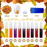 Suncatcher Kit 32 Sets Fall Leaf Suncatchers Window Art Paint Sun Catcher DIY Craft Kits Autumn Maple Leaf Sun Catchers Bulk for Classroom Thanksgiving Harvest Party Art Project Decoration AUEKIV