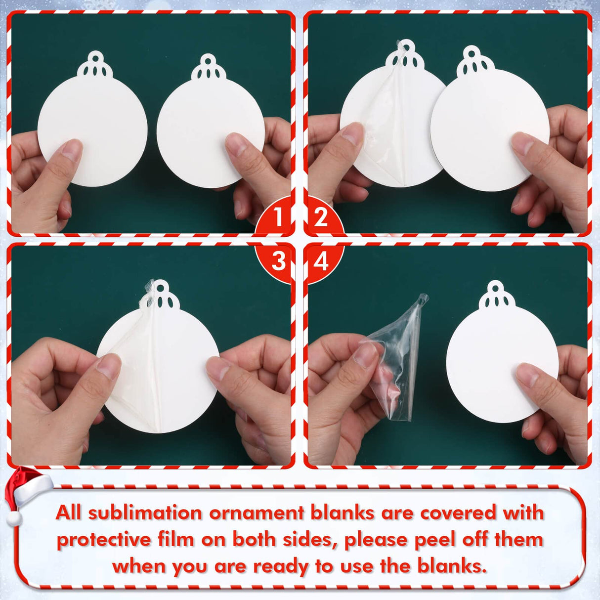 Sublimation Ornament Blanks Bulk, Cridoz 20 Pieces Sublimation Blanks Ornaments with Red Ribbon Double-Side MDF Personalized Blanks for Christmas Day and Halloween Day Decor cridoz