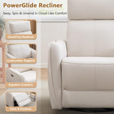 ANJ Swivel Recliner Chair, Glider Rocker Recliners for Nursery, Power Rocker Reclining Chair with USB Port, Upholstered Leathaire Electric Rocking Chairs for Living Room, Bedroom, Cream White ANJ