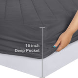 Utopia Bedding Quilted Fitted Mattress Pad, Queen Size, Elastic Fitted Mattress Topper Protector and Cover Stretches up to 16 Inches Deep, Machine Washable (Grey) Utopia Bedding