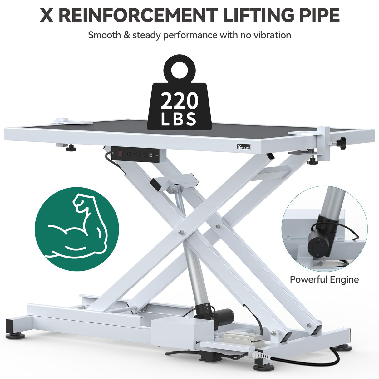 YITAHOME 50" Electric Dog Grooming Table Professional Heavy Duty Pet Grooming Table for Dogs at Home, Aluminium Adjustable Overhead Arm & Tool Organizer, Large Pet Grooming Station White YITAHOME