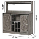4ever2buy Farmhouse Coffee Bar Cabinet with Sliding Barn Doors, 50 Inch Coffee Bar Hutch with 6 Hooks and 9 Mug Rack, Hutch Cabinet with Storage for Living Room 4ever2buy