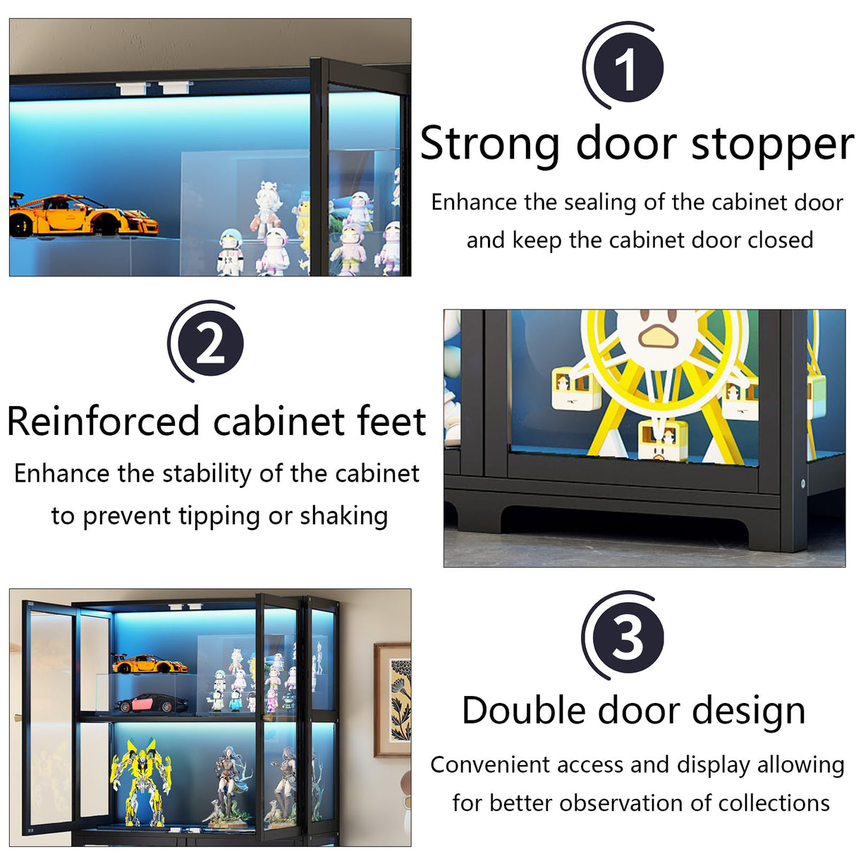 walkclpck 4 Tier Curio Display Case, Display Cabinet with Acrylic Door, 65“Transparent Curio Case, Organizers Rack & Display Shelf, Kids Bookcase for Bedroom, Office, Playroom, Living Room. walkclpck