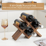 OAKERLAND Walnut Wood Wine Storage Rack Countertop, 4 Bottle Wine Rack Free Standing Wine Storage, Wine Shelf Organizer, Perfect for Home Décor and Wine Gifts, No Need Assembly (Walnut) OAKERLAND