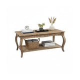 Alaterre Furniture Austerity 42-Inch Rustic Coffee Table with Open Shelf, Curved Legs, and Scalloped Edge - Easy Assembly Reclaimed Wood Living Room Table - Farmhouse Furniture (Driftwood Finish) Alaterre Furniture