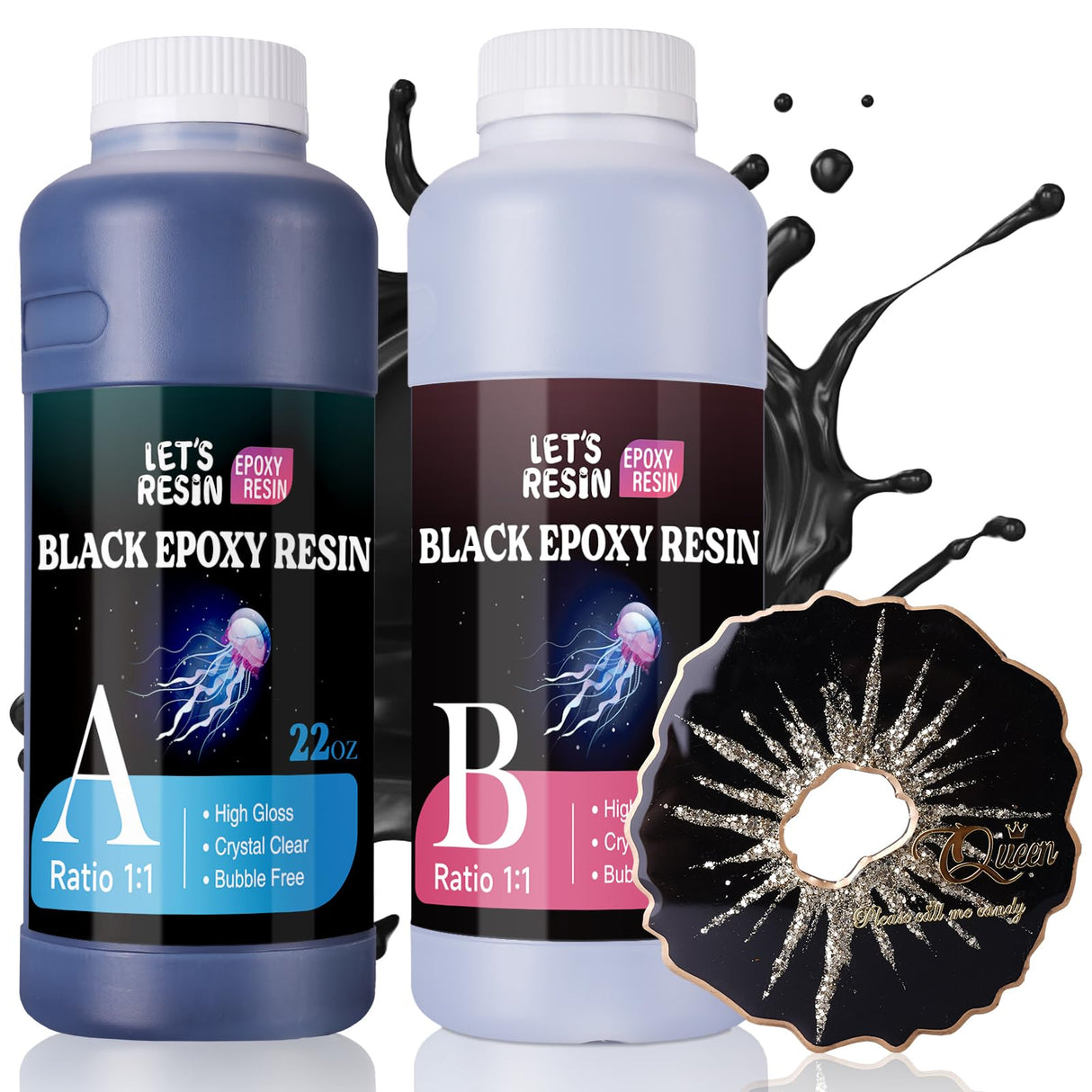 Bundle Set of 44OZ Black Resin Epoxy and 2 Gallon Epoxy Resin LET'S RESIN EPOXY RESIN