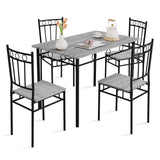 Vipbear Kitchen Dining Table Set for 4, 5-Piece Kitchen Table Set,Dining Room Table Sets,Rectangular Kitchen Table Set with 4 Chairs for Small Space, Dinette,Apartment,Rustic Grey Vipbear