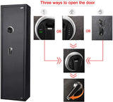 Rifle Gun Safe, Quick Access Long Gun Safe, 5-6 Gun Metal Rifle Gun Security Cabinet for Rifle with/Without Scope with Separate Handgun Rest, Lockbox and Removable Shelf BBRKIN