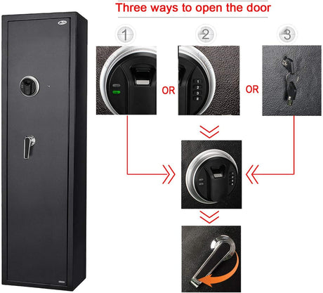 Rifle Gun Safe, Quick Access Long Gun Safe, 5-6 Gun Metal Rifle Gun Security Cabinet for Rifle with/Without Scope with Separate Handgun Rest, Lockbox and Removable Shelf BBRKIN