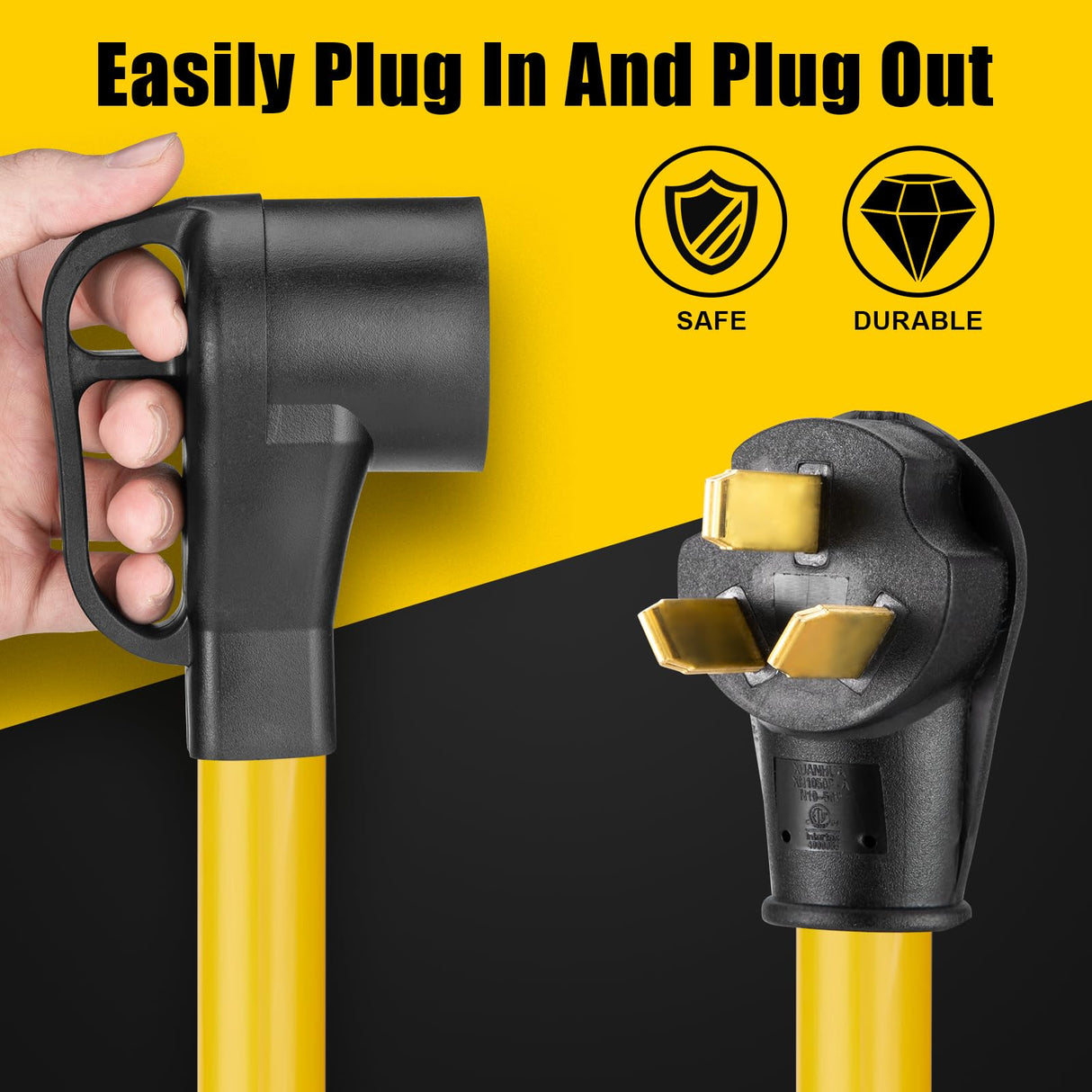 LAZMUMI NEMA 10-50P to 14-50R EV Charger Adapter Cord with 6-AWG Heavy Duty Adapter Cord for Tesla and Other EV Level 2 Charging,1.5 FT LAZMUMI