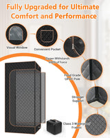 Portable Steam Sauna for Home: Full Body Sauna Box with 3L Steamer, Folding Chair, Home Sauna Tent Even Heating Spa for Women and Men Black & Brown, 35.4" x 35.4" x 70.86" GREENEVER